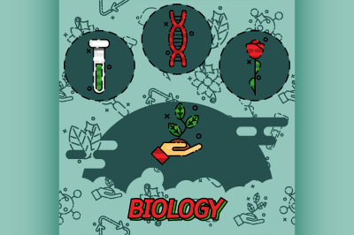 Biology flat concept icons