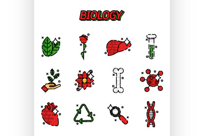 Biology flat concept icons