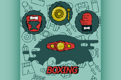 Boxing flat concept icons