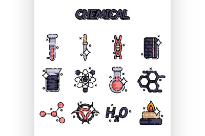 Chemical flat concept icons