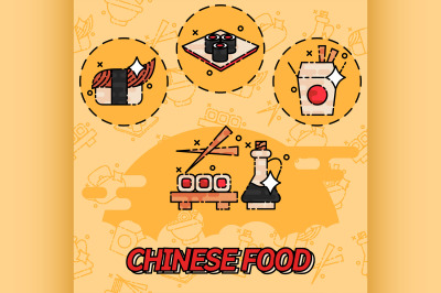 Chinese food flat concept icons