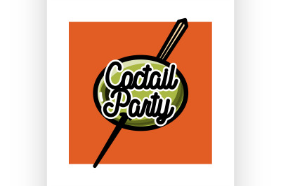 Color vintage coctail party emblem
