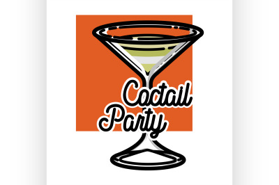 Color vintage coctail party emblem
