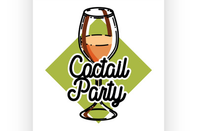 Color vintage coctail party emblem