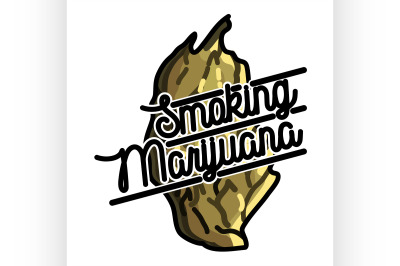 Color vintage marijuana emblem