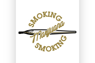 Color vintage marijuana emblem