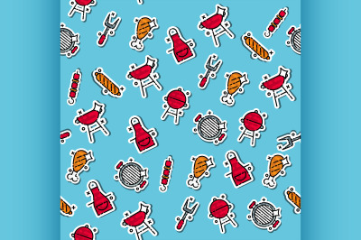 Barbecue and grill icon pattern