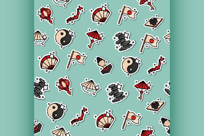 Japan Flat Icons Pattern