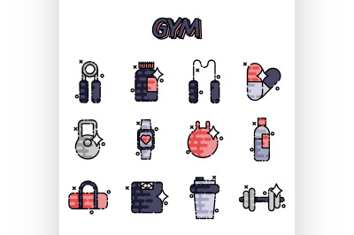 Gym flat concept icons