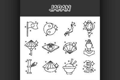 Japan icons set