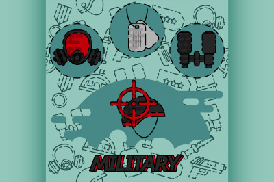 Military flat concept icons