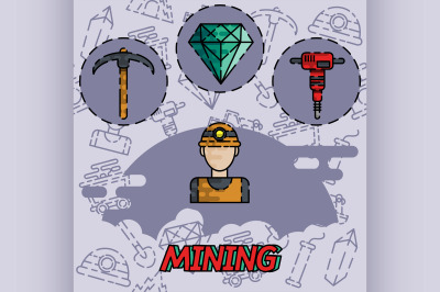 Mining flat concept icon