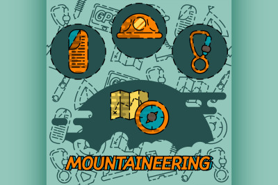 Mountaineering flat concept icons