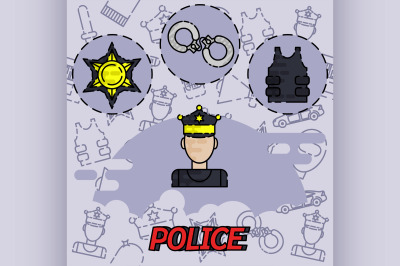 Police flat concept icon