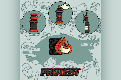 Protest flat concept icon