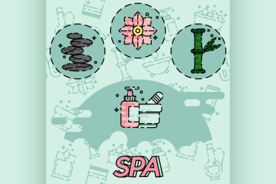 SPA flat concept icons