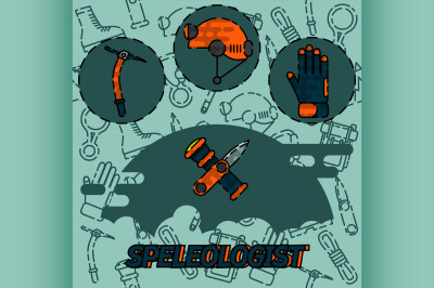 Speleologist flat concept icon