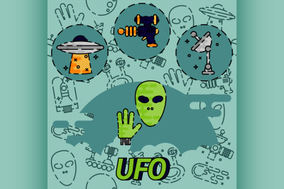 UFO flat concept icon