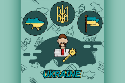 Ukraine flat concept icons