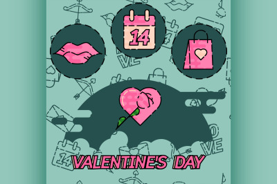 Valentines Day flat concept icons