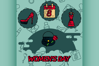 Women day flat concept icons