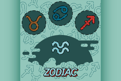 Zodiac flat concept icons