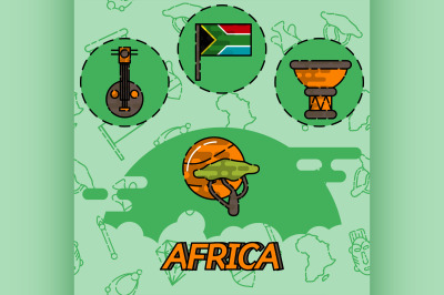 Africa flat concept icons