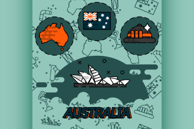 Australia flat concept icons