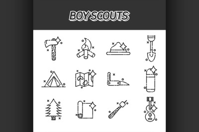 Boy scouts concept icons