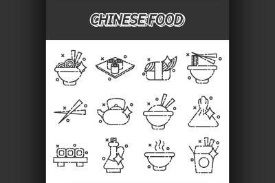 Chinese food concept icons