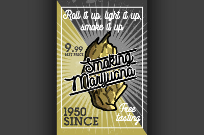 Color vintage marijuana banner
