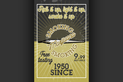Color vintage marijuana banner