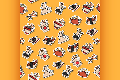 Chinese food concept icons pattern