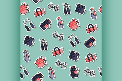 Gym concept icons pattern