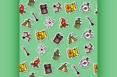 Hunting concept icons pattern