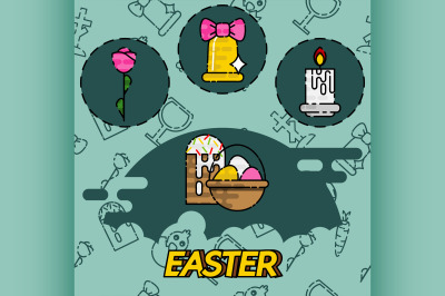 Easter flat concept icons