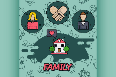 Family flat concept icons