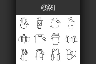 Gym flat concept icons