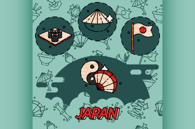 Japan flat concept icons