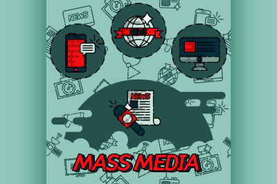 Mass media flat concept icons