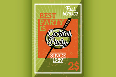 Color vintage coctail party banner