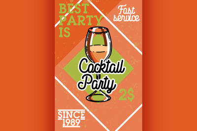 Color vintage coctail party banner
