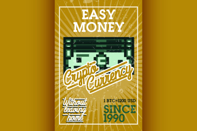 Color vintage cryptocurrency banner