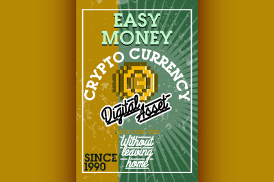 Color vintage cryptocurrency banner
