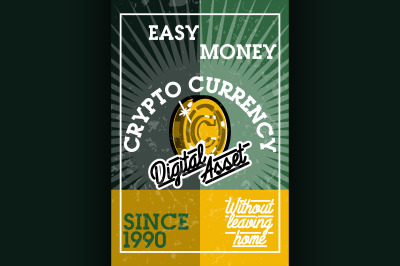 Color vintage cryptocurrency banner
