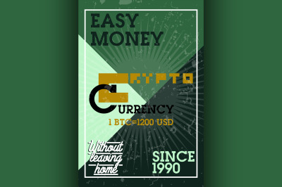 Color vintage cryptocurrency banner