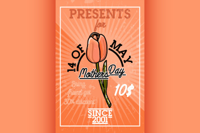 Color vintage mothers day banner