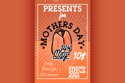 Color vintage mothers day banner