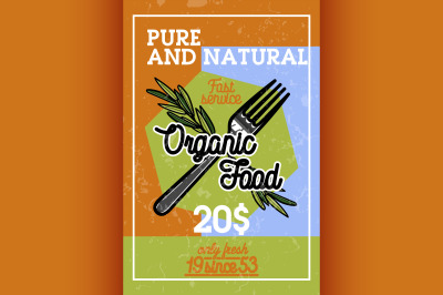 Color vintage organic food banner