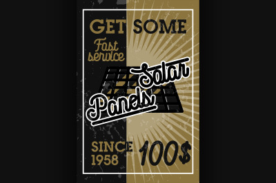 Color vintage solar panels banner